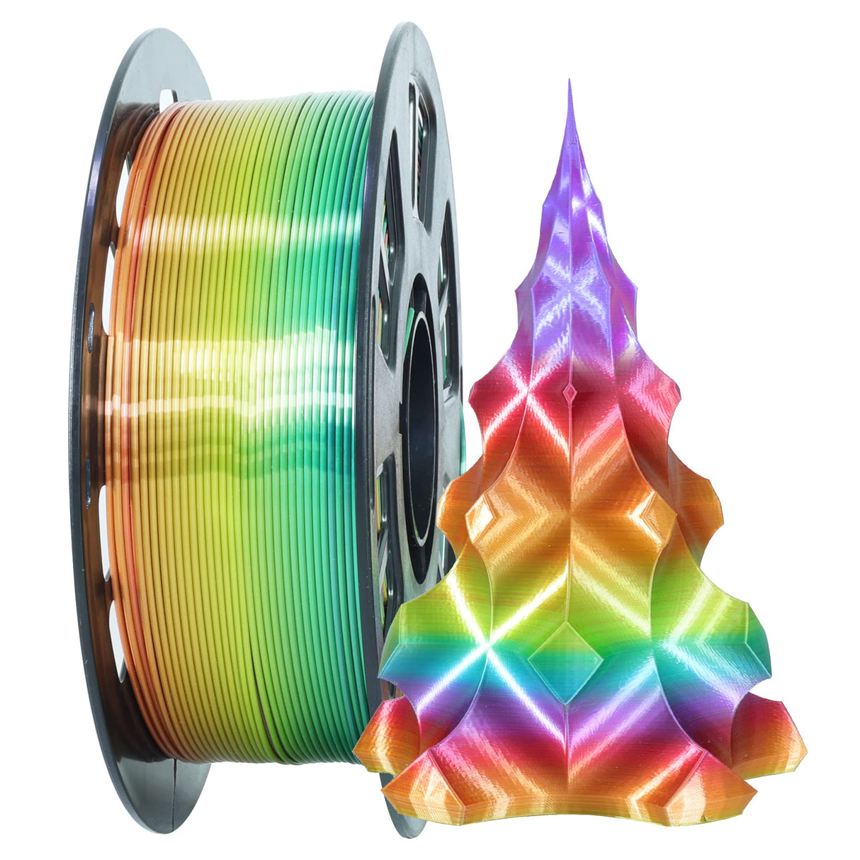 1.75mm 1Kg Silk Shiny PLA Most Basic Popular Multicolored Fast Color Change Rainbow 3D Printing Filament, Color Change Gradually Random Quickly, 2.2lbs 3D Printing Material by MIKA3D MIKA3D