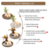 Hanobe Candle Plate Holder Tray: Round Wooden Decorative Candle Plate Small Farmhouse Table Centerpiece Rustic Wood Tealight Pillar Trays for Christmas Wedding Halloween Home Decor Hanobe