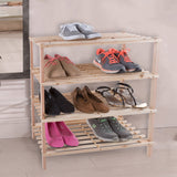 Shoe Storage Rack - 4-Tier Wood Shoe Organizer for Closet, Bathroom, Entryway - Footwear Shelf Holds 12 Pairs Sneakers or Boots by Lavish Home (Light Oak) Lavish Home