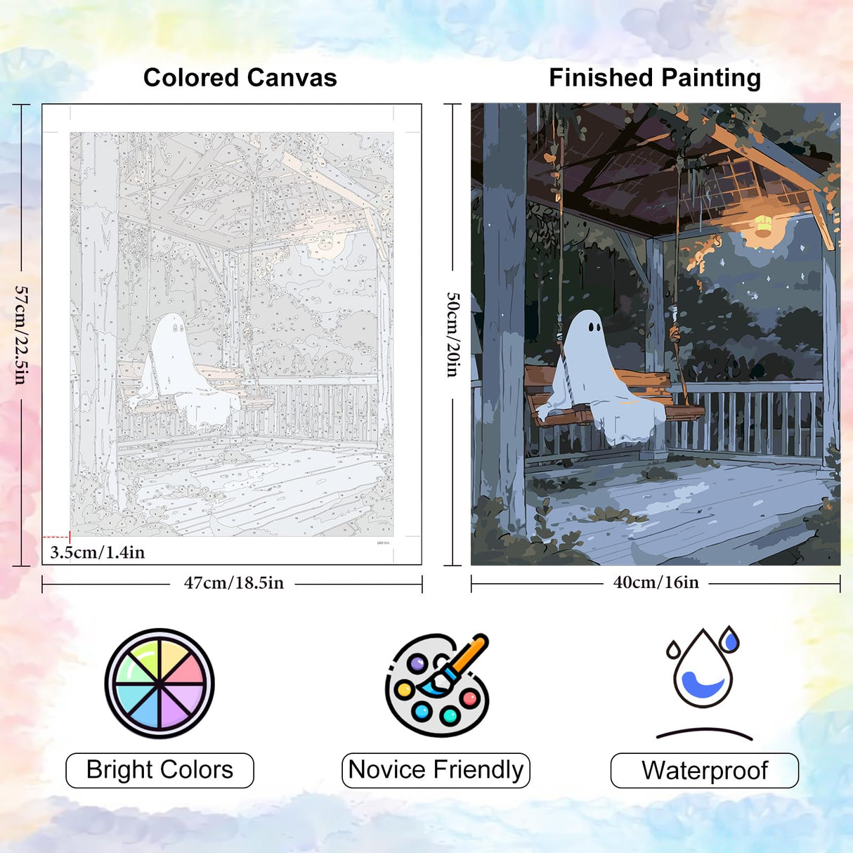Yezavesu Ghost Paint by Numbers Kit for Adults Beginner, Ghost Adult Paint by Number Kits on Canvas Without Frame, DIY Acrylic Painting by Numbers for Home Wall Decor Gift 16x20 Inch Yezavesu
