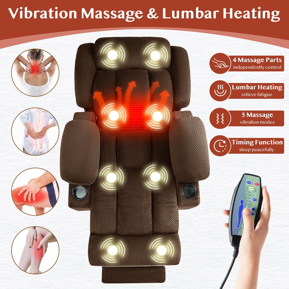 Neioml 3 Motor Large-Wide Lift Chair, Infinite Position, 180° Lay Flat, Power Lift Chairs Recliners for Elderly Big and Tall, Massage & Heat, Extended Footrest, Soft Plush Flannel (Brown) Neioml