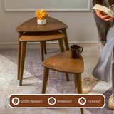 TRIHOME, Solid Nesting Table Set of 3, Birch Mid Century Pebble Tables with Wood Tapered Legs, Portable Modern Side Coffee Tables, Handmade Home Furniture, Farmhouse, Living Room, Triangle TRIHOME