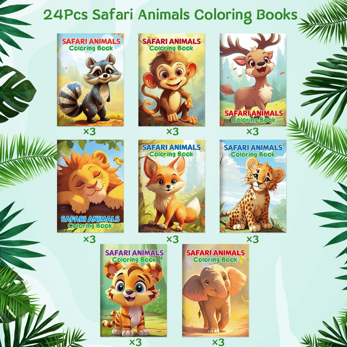 Treasure Cove Zoo Animals Mini Coloring Books for Kids Jungle Safari Party Favors Small Activity Books Bulk DIY Wild Drawing Pages for Classroom Reward Birthday Jungle Party Supplies 24Pcs Treasure Cove