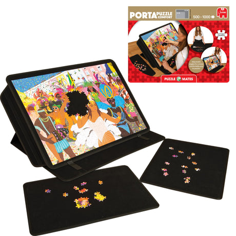 Jumbo Portapuzzle Comfort - Non-Slip Felt, Portable Jigsaw Puzzle Board with Adjustable Angle for 500 to 1000 Pieces - Lightweight, Easy to Store Puzzle Mat, Sorter & Organiser Jumbo