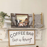 Kasluolo Farmhouse Animals Cow in Fake Window Wall Art Farmhouse Animals Landscape Picture Country Painting Wall Décor for Bathroom Bedroom Office Framed Artwork 12x16 inch Kasluolo