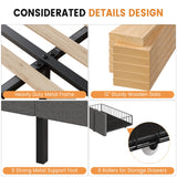 GarveeHome King Size Bed Frame, Upholstered Platform Bed Frame with Storage Drawers, Mattress Foundation with Solid Wooden Slats Support, No Box Spring Needed, Grey GarveeHome