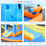 Outsunny 5-in-1 Kids Inflatable Bounce House Jumping Castle with Water Pool, Slide, Climbing Walls, & 2 Water Guns, Orange, Blue, Yellow Outsunny