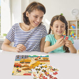 LELEMON 100 Pieces Jigsaw Puzzles in a Metal Box for Kids Age for 4-8 Boys Girls Toy Puzzles Construction Site Vehicles Children Learning Educational Puzzles Toys LELEMON