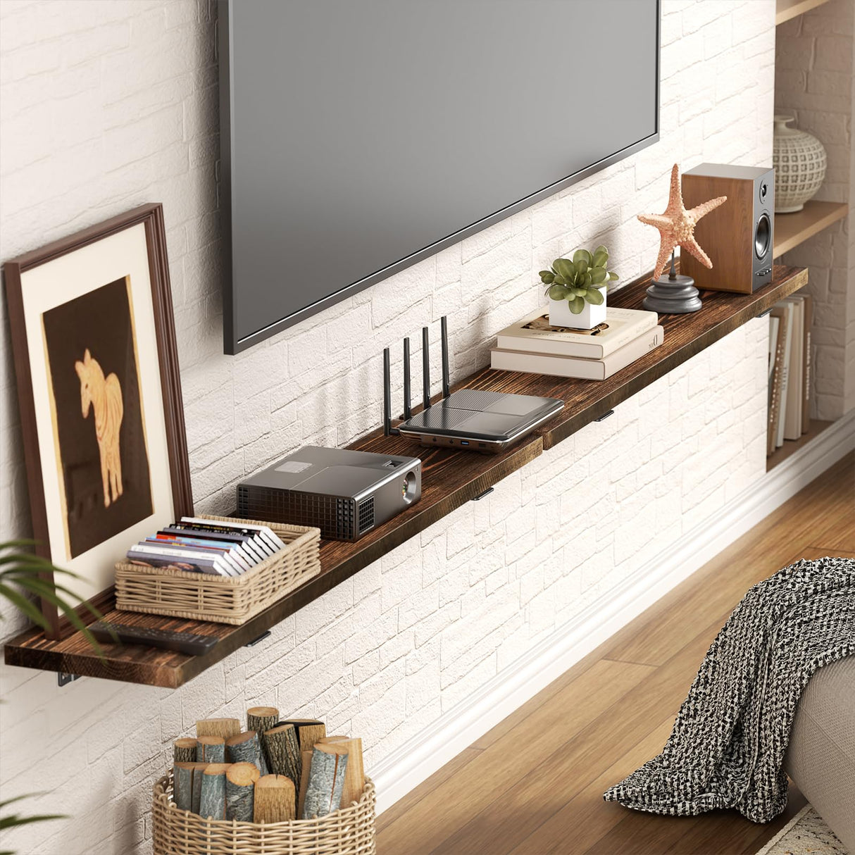 Alsonerbay 36 Inch Floating Shelves for Wall Storage, Wooden Wall Shelves Large Rustic Shelves for Bathroom, Living Room, Bedroom (2 Pack, Dark Brown) Alsonerbay