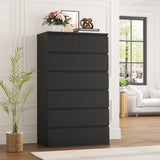 FOTOSOK 7 Drawer Dresser, Black Dresser Tall Dresser, 23.6W x 15.7D x 46.7H in Black Chest of Drawers with Large Storage Space for Home FOTOSOK