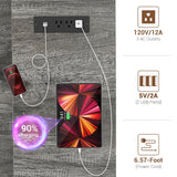 armocity Computer Desk with LED Lights, 55 Inch Desk with Power Outlet and USB, Reversible Large Desk with Moveable Monitor Stand, 55.2'' Gaming PC Table for Home Office, Workstation, Grey armocity