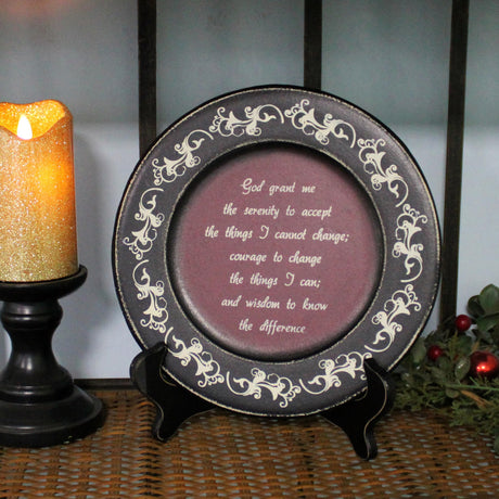 CVHOMEDECO. Primitives Vintage God Grant Me Wood Decorative Plate Retro Display Wooden Plate Home Décor Art, 9-3/4 Inch CVHOMEDECO.