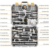 DEKOPRO 218-Piece General Household Hand Tool kit, Professional Auto Repair Tool Set for Homeowner, General Household Hand Tool Set with Plier, Screwdriver Set, Socket Set, with Portable Storage Case DEKOPRO
