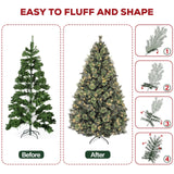 Hykolity 6 ft Prelit Christmas Tree, Artificial Christmas Pine Tree with 350 Warm White LED Lights, 1016 PVC Branch Tips & Needles, Metal Stand and Hinged Branches hykolity