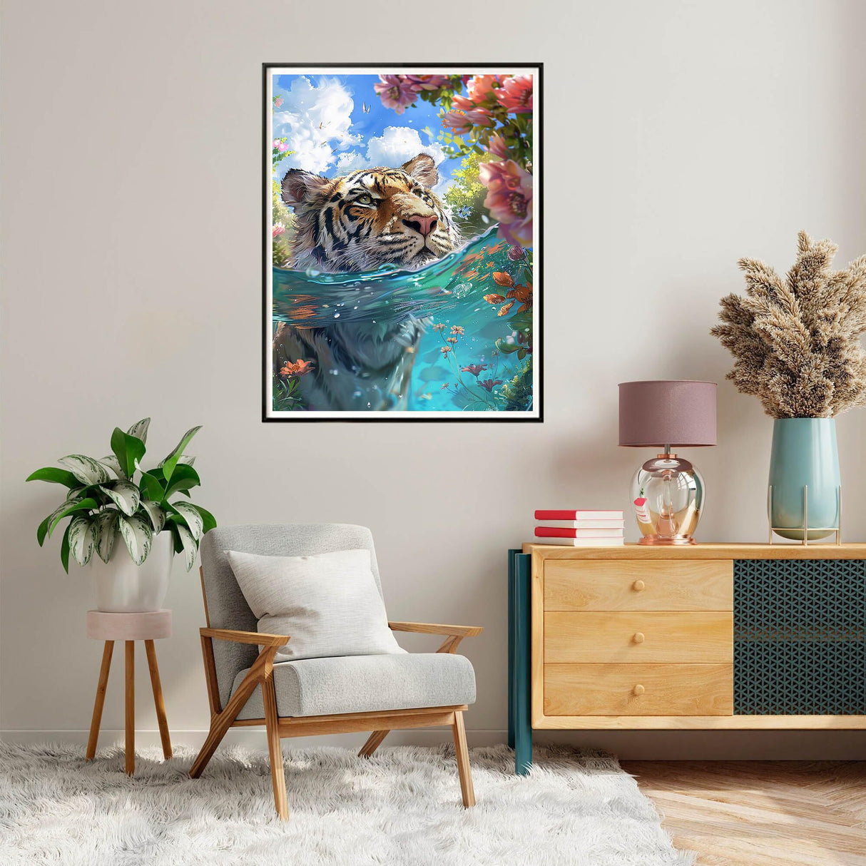 SKRYUIE Paint by Numbers Kit for Adults Beginner Tiger, Acrylic Lakes Oil Painting by Numbers Kits with PaintBrushes Paintwork Art Crafts Canvas for Home Decor 16x20 inch c13 SKRYUIE