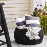 Household Essentials Handwoven Resin Storage Stool Ottoman, Black Household Essentials