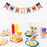 Uniwish USA Banner Burlap Bunting 4th of July Decorations American Independence Day Celebration Red White and Blue Theme Party Supplies Uniwish
