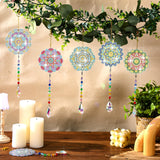 Yeaqee 6 Pcs Thanksgiving Fall Diamond Art Kits Sun Catcher Maple Leaves Wind Chimes Diamond Painting Double Sided Kits for Adults Autumn Hanging Ornament for Adults DIY Craft(Mandala) Yeaqee