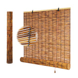 Outdoor Bamboo Roller Shades Blinds for Patio Waterproof Privacy Bamboo Roll Up Shade 70% Blackout Bamboo Blinds for Garden Porch Anti-UV Custom 20 26 38 46 62 70 72 79" Easy to Install Bamboo Curtain WQbhryllya