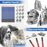 Daerthotk 53 PCS Drawing Kit Sketching Pencil Set, Sketch Pencils Art Supplies with Graphite, Charcoal, Blending Tools, Drawing Pencils for Artists Adults Beginner Family Friends Daerthotk