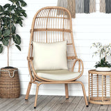 YITAHOME Outdoor Small Egg Chair, Patio Wicker Basket Chair with Strong Capacity Indoor Egg Chairs with High Back & Cushion Cocoon Chair for Bedroom, Outside (Beige) YITAHOME