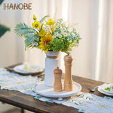 Hanobe Wood Risers for Decor: Rustic Round Wooden Pedestal Stand Tray for Display Farmhouse Table Decorative Risers for Dessert Candle Cake Plant, White 11" Hanobe