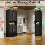 winiowa 71" Tall Kitchen Pantry Storage Cabinet, Metal Bathroom Storage Cabinet with Doors and Adjustable Shelves,Black Kitchen Cabinets with Microwave Stand, Large Cupboard for Bathroom Dining Room winiowa