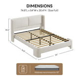 LIKIMIO Full Bed Frame with USB Ports, Upholstered Bed Frames with Headboard, Cloud Bed Frame No Box Spring Needed, Cream White LIKIMIO