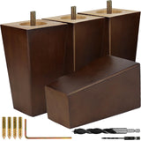 Airy Abode Walnut Brown Square Furniture Legs Set of 4 - Pick Your Size and Color Airy Abode