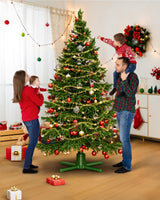 HOPOCO 2024 Upgrade Rotating Christmas Tree Stand for 6ft 7.5ft 9ft Artificial Tree, 4 Built-in Electric Outlets Xmas Tree Stand with Remote Control, 360 Degree Revolving Tree Base Holder HOPOCO