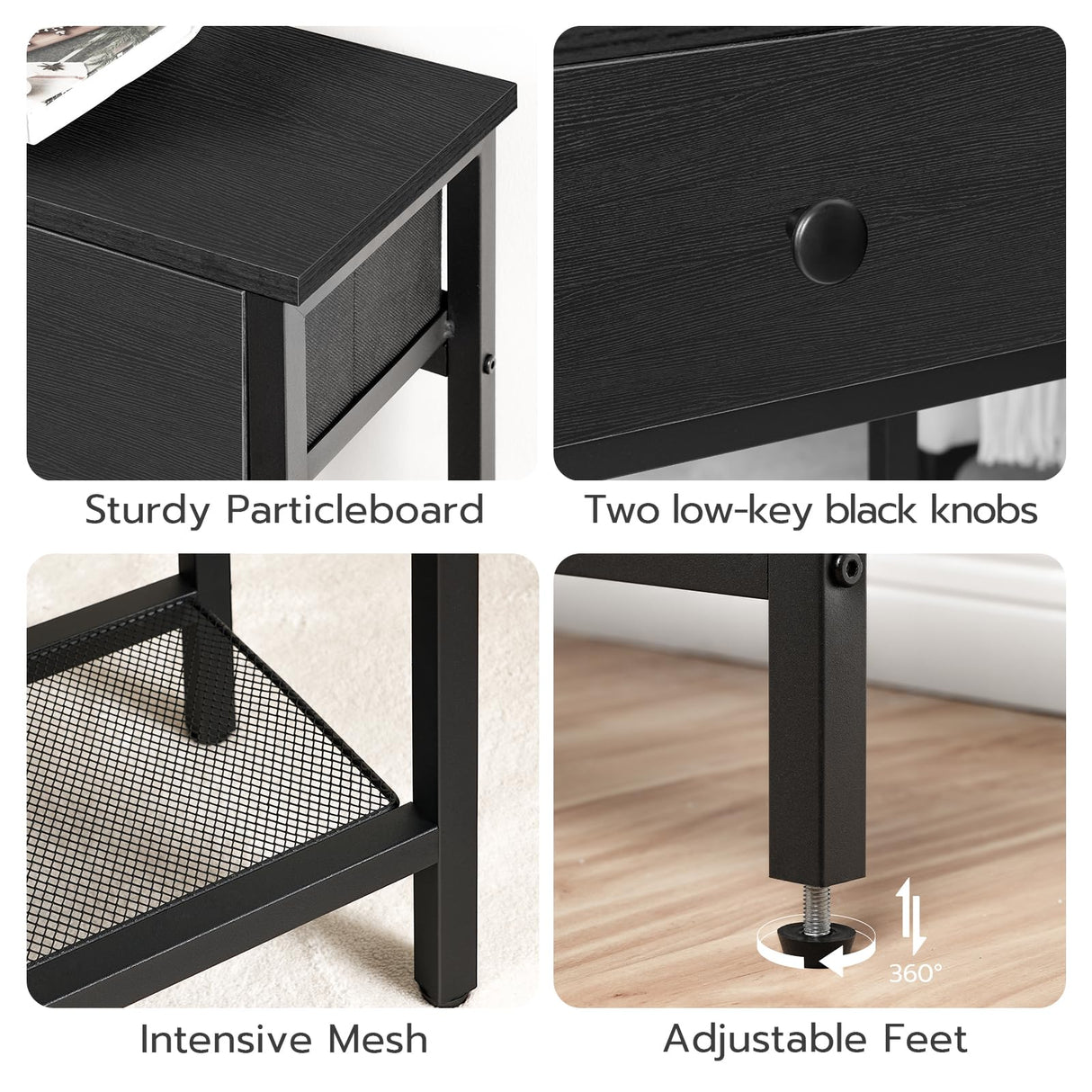 HOOBRO 29.5" Narrow Console Table with 2 Fabric Drawers, Small Entryway Table with 3-Tier Storage Shelves, Thin Sofa Table, Side Table, for Living Room, Hallway, Black BB72XG01 HOOBRO