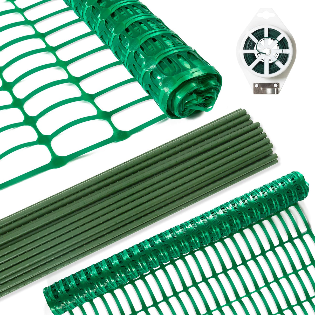 Safety Fence Plastic Mesh Fencing Roll,1 Roll with 25 Steel Stakes, Temporary Reusable Netting for Pool Fence, Garden, Construction ACTREY