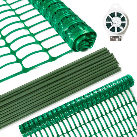 Safety Fence Plastic Mesh Fencing Roll,1 Roll with 25 Steel Stakes, Temporary Reusable Netting for Pool Fence, Garden, Construction ACTREY