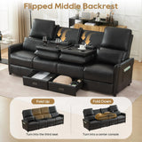 DRMBOOK 96'' RV 4 Seater Recliner Sofa, Faux Leather Three Camper Couch 4 Seater Recliner, Home Movie Theater Seating Chair, 4 Person Push Back Recliners for Living Room, Black DRMBOOK