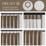 Topfinel Extra Long Total Blackout Linen Curtains 120 Inches Long for Living Room Large Window with Hooks Rings, Pinch Pleated Cold Blocking Acoustic Heavy Taupe Track Curtains 2 Panels 10 FT Topfinel