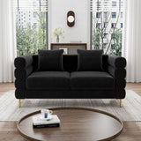 OUYESSIR Cloud Sofa Couch for Living Room, 59" Comfy Deep Seat Velvet Loveseat Sofa with 2 Pillows and Gold Legs, Modern Upholstered 2 Seater Love Seat for Bedroom Office, Dark Black Velvet OUYESSIR