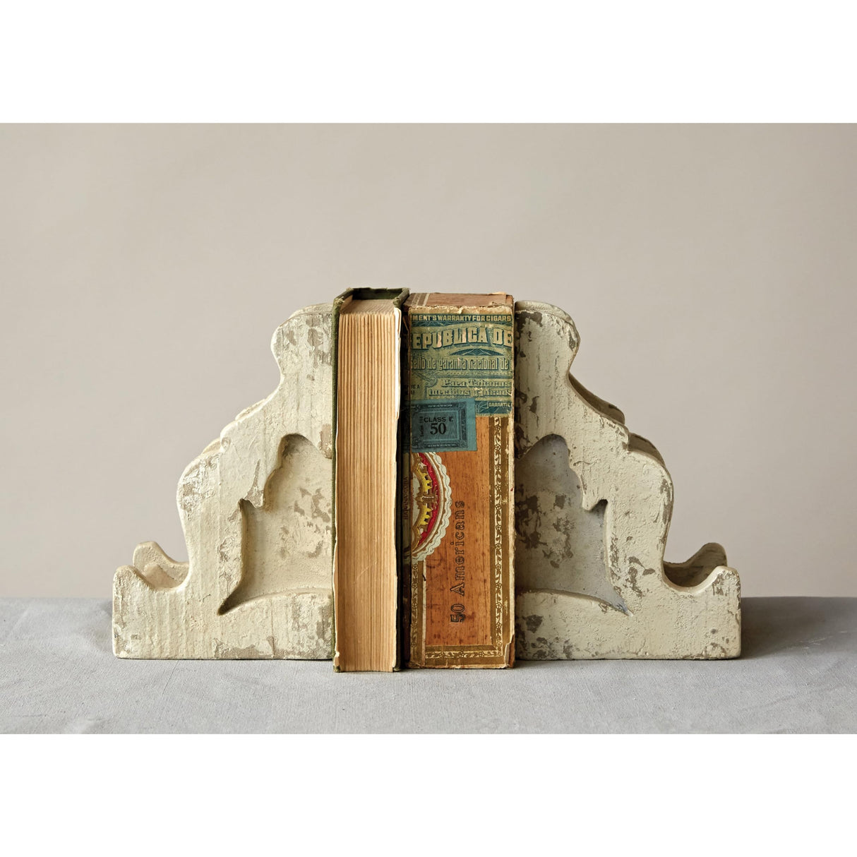 Creative Co-Op Distressed White Corbel Shaped Bookends (Set of 2 Pieces) Creative Co-Op