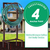 TomCare Garden Hose Holder Upgraded 4 Spikes Water Hose Holder with 2 Tool Hooks Sturdy Hose Reel Holds 150ft Hose Freestanding Hose Stand Hose Hanger Hose Storage for Outside Yard Lawn, Bronze TomCare