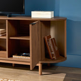 Walker Edison Chloe Curved Reeded TV Stand, Sliding Doors, 75 Inch, 70 inch, Mocha Walker Edison