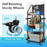 MUONM Fishing Rod Holders for Garage,Fishing Rod Rack with 3 Tier can Holds up to 12 Rods,Fishing Rod Organizer with Wheels for Outdoor and Indoor,Dark Black (Large) MUONM