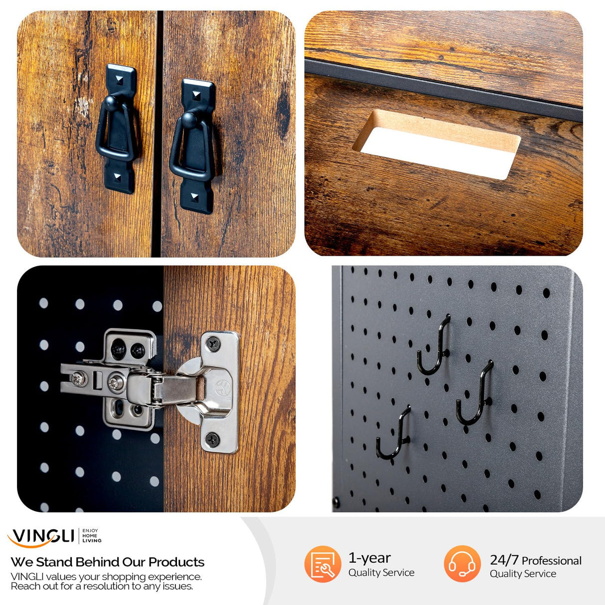 VINGLI 20 Gallon Fish Tank Stand, Metal Frame Aquarium Stand with Cabinet for Double Fish Tank ＆ Accessories Storage, 25.99" L* 13.78" W Tabletop, 550 LBS Capacity, Rustic Brown VINGLI