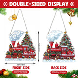 NAIMOER Christmas Diamond Art Hanging Kits for Adults, Christmas Train Diamond Art Suncatchers, 5D Special Shape Fall Diamond Painting Pendant Window Ornament Gifts for Home Garden Door Wall Decor NAIMOER