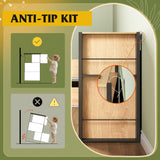 WLIVE 6 Drawer Dresser with Led Light, 50.79'' Wood Dresser for Bedroom with Power Outlets for 55'' TV, Modern Chest of Drawers for Closet, Hanging Rack, Double Wide Drawer for Living Room, Light Oak WLIVE