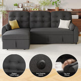 Ucloveria Sleeper Sofa Bed, 86" Convertible Sectional Sofa Couches for Living Room, Pull Out Couch Bed with Reversible Storage Chaise | USB Ports | Side Pockets | Removable Backrest Ucloveria