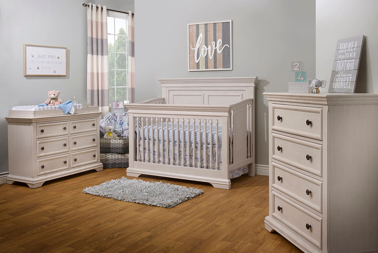 Sorelle Furniture Portofino Crib,Classic 4-In-1 Convertible Crib,Brushed Ivory Crib Made of Wood,Non-Toxic Finish, Wooden Baby Bed,Toddler Bed,Child’s Daybed and Full-Size Bed-Ivory SORELLE FURNITURE