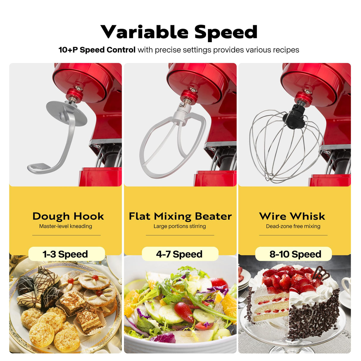 VIVOHOME 6 in 1 Multifunctional Stand Mixer with 8.5 Quart Stainless Steel Bowl, 660W 10 Speed Tilt-Head Meat Grinder, Juice Blender, Vegetable Slicer, Pasta and Cookie Maker, Red VIVOHOME