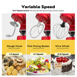 VIVOHOME 6 in 1 Multifunctional Stand Mixer with 8.5 Quart Stainless Steel Bowl, 660W 10 Speed Tilt-Head Meat Grinder, Juice Blender, Vegetable Slicer, Pasta and Cookie Maker, Red VIVOHOME