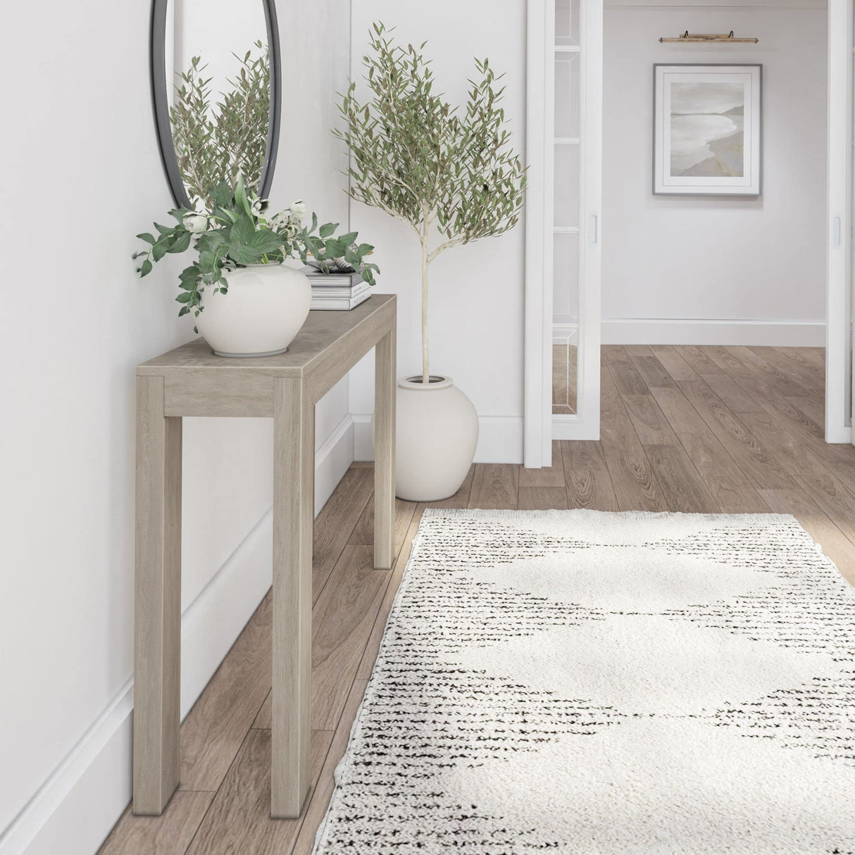 Plank+Beam Modern Solid Wood Console Table, 46.25 Inch, Sofa Table, Narrow Entryway Table for Hallway, Behind The Couch, Living Room, Foyer, Easy Plank+Beam