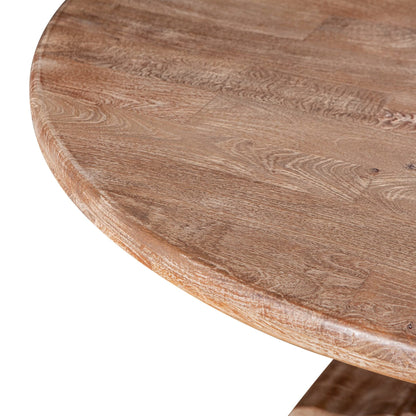 World Interiors Mango Wood Round Dining Table In Antique Oak - WoodArtSupply