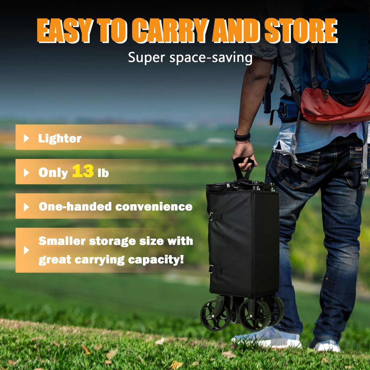 MAIZOA Collapsible Wagon with Large Capacity, 330lbs Heavy Duty Beach Wagon Outdoor Utility Cart with Dual Side Zipper, Utility Grocery Wagon for Camping Shopping Sports MAIZOA